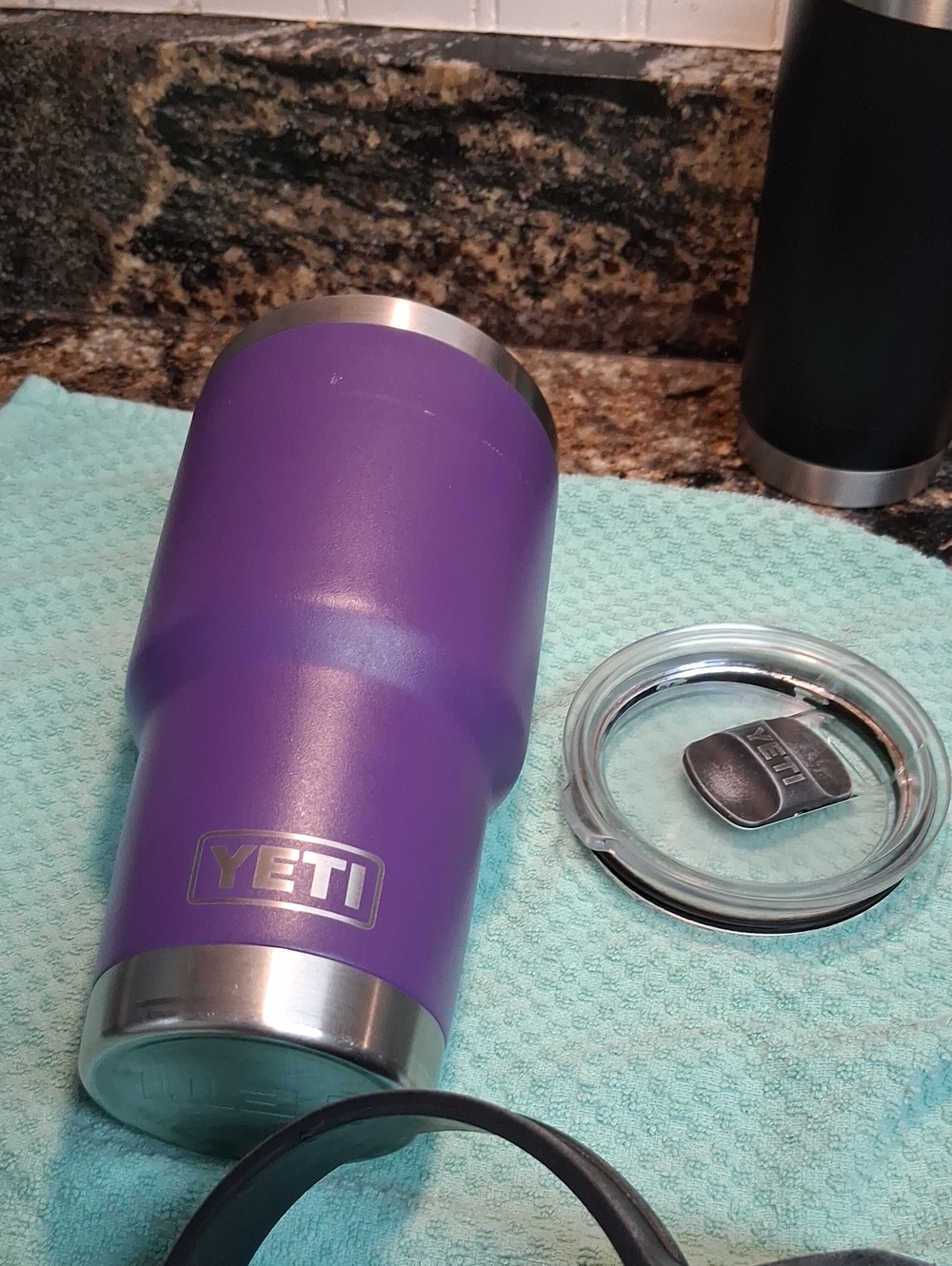 Yeti Purple Stainless Steel Travel Tumbler with Clear Lid